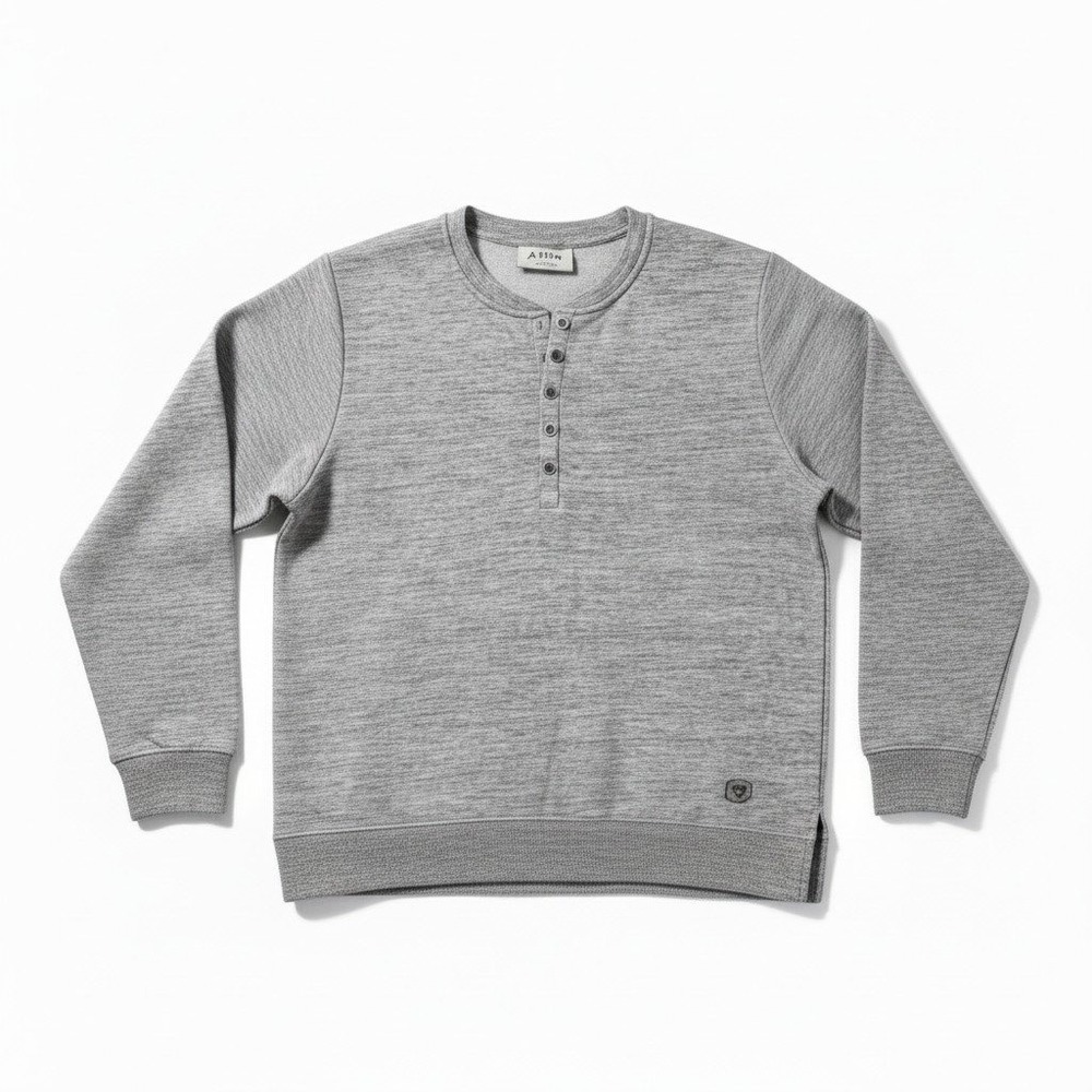 Ariat REAL Henley Sweatshirt L Gray Space Dye Long Sleeve Western Casual